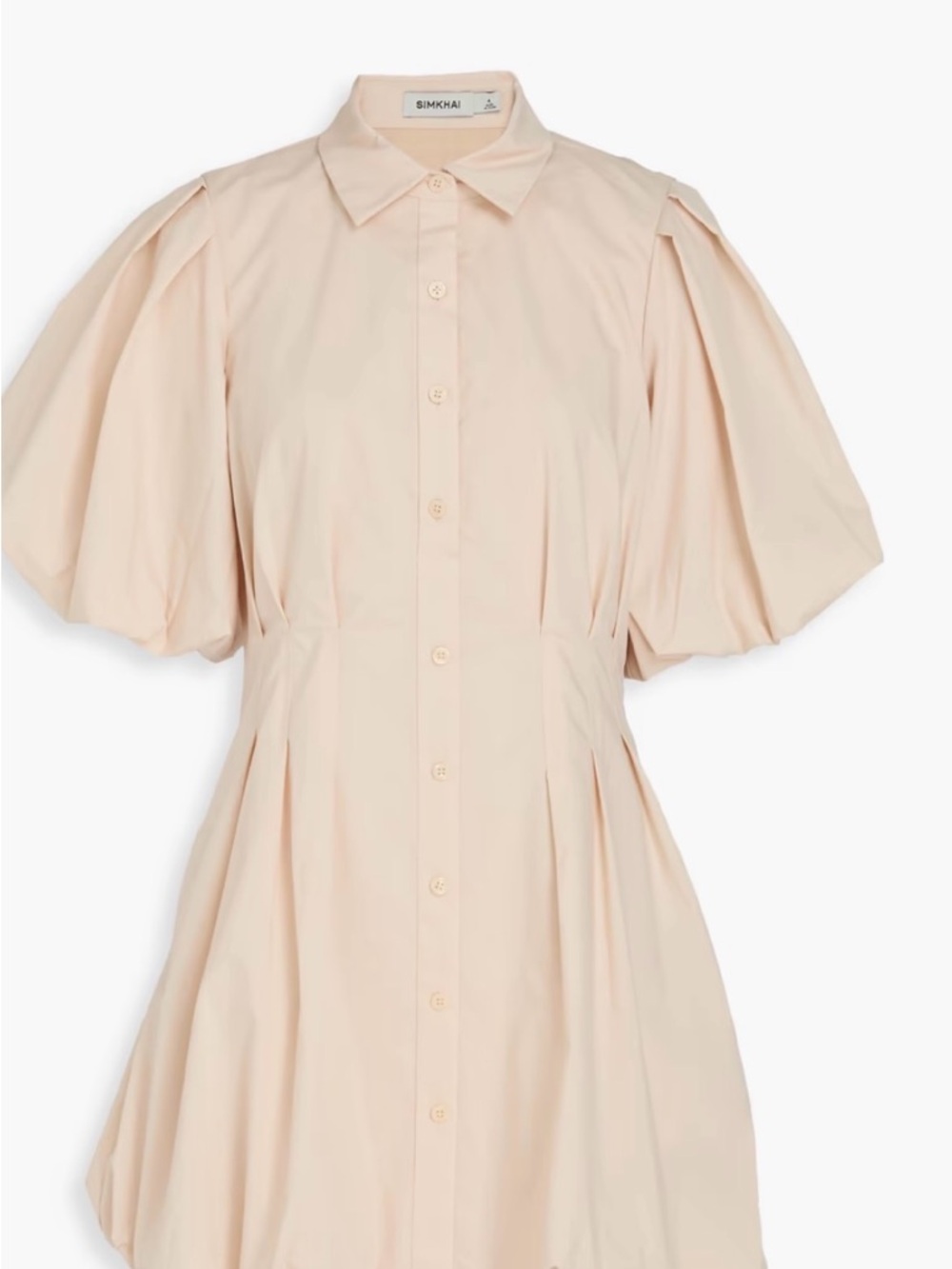 Simkhai 8 Cleo Poplin Puff Sleeve Shirt Dress in Cream